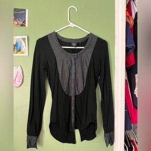 Vintage Y2K long sleeve top black with denim details